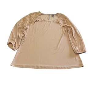 Anne Klein light pink lace sleeve blouse XL